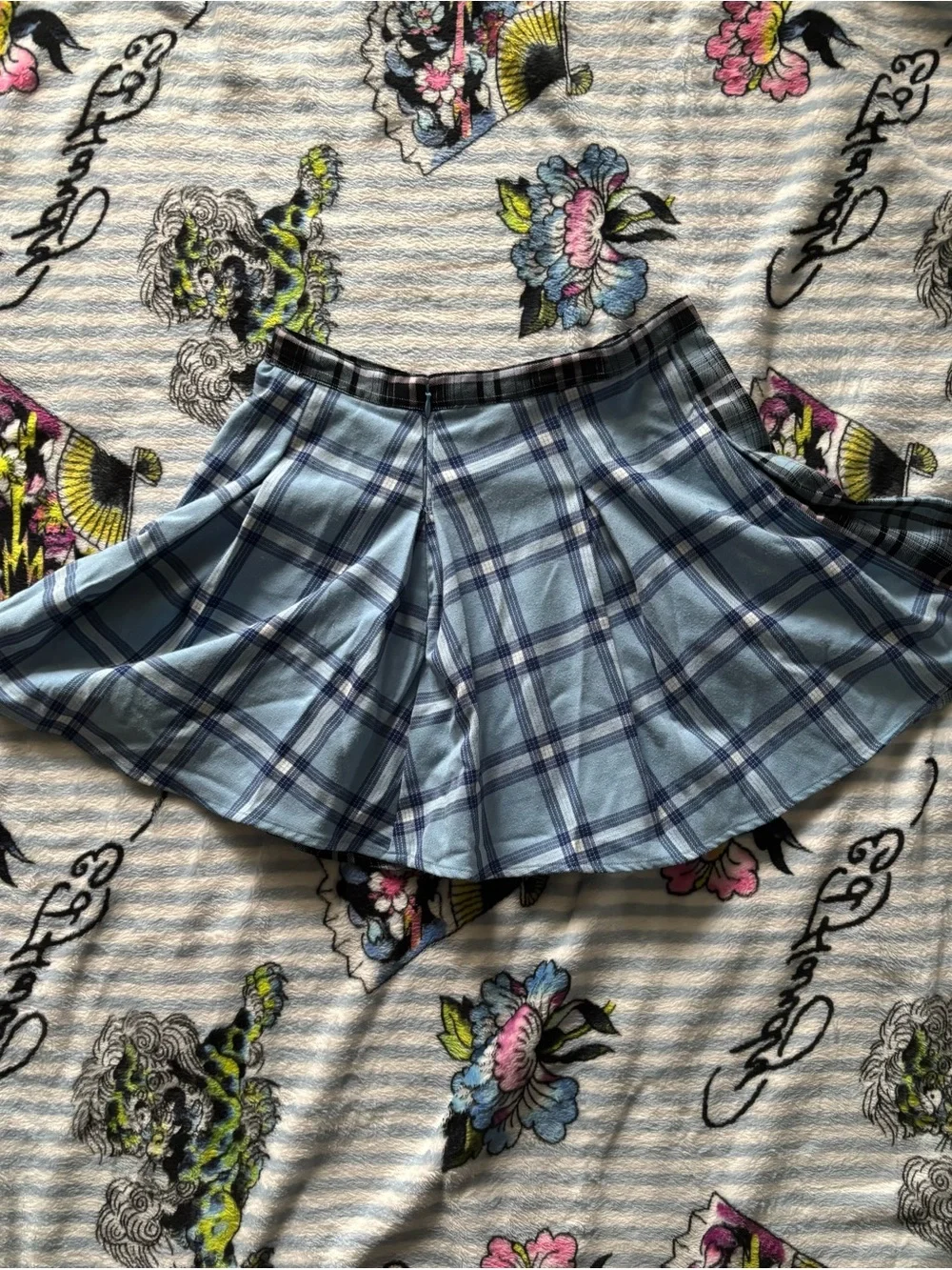 SO Goods For Life Blue Plaid Pleated Mini Skirt Y2K Size 5